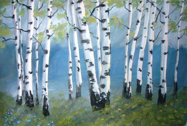 Рисование Березовая роща