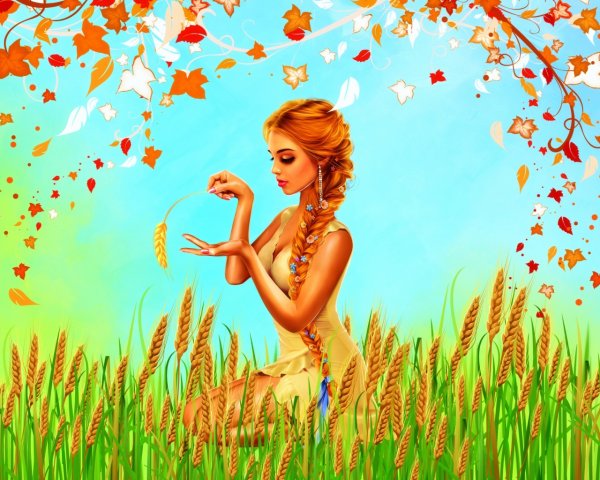Девушка лето рисованная