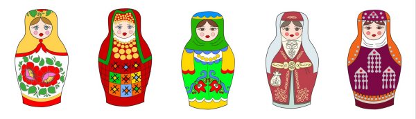 Матрешки в национальных костюмах народов России