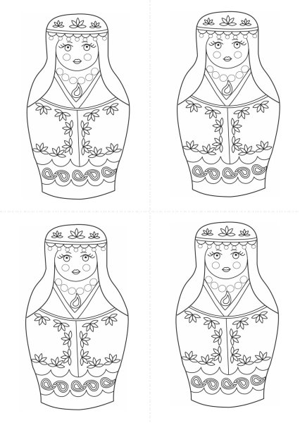 Мордовская Матрешка раскраска для детей