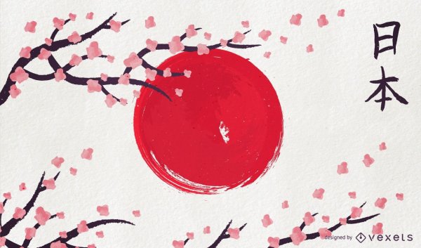 Флаг Японии и Япония на японском