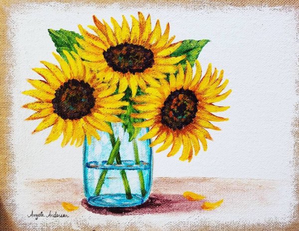Рисунки на холсте Подсолнухи
