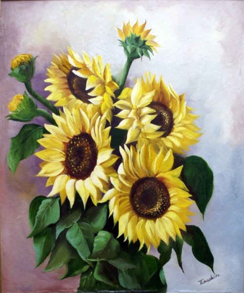 Букет подсолнухов живопись