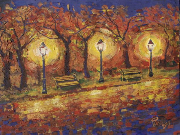 Осенняя ночь живопись