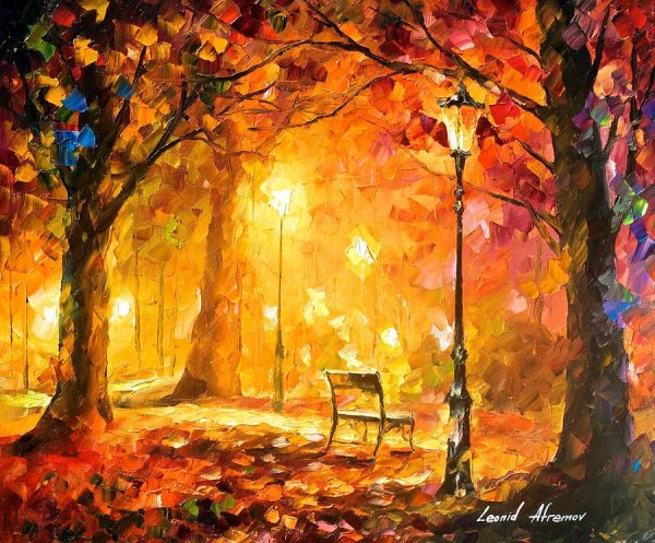 Леонид Афремов картины осень аллея