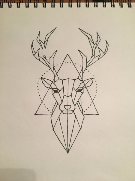 Геометрический олень тату