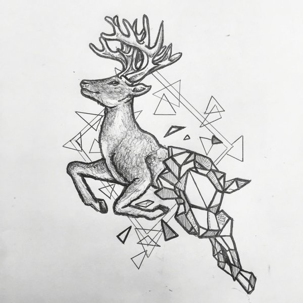 Тату олень геометрия