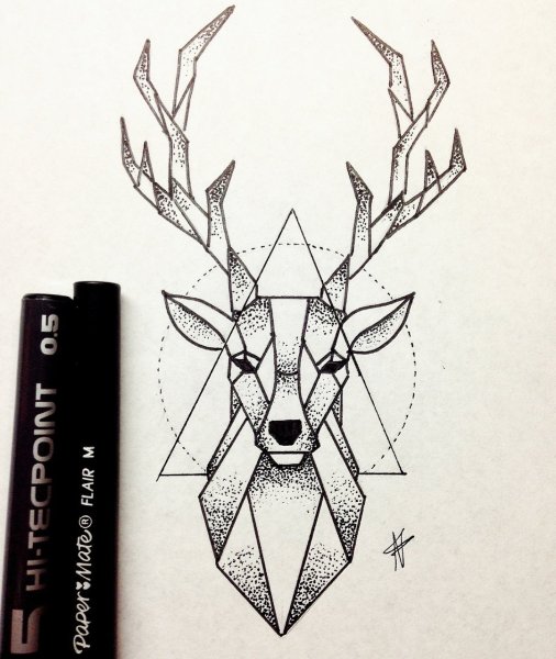 Олень тату эскиз