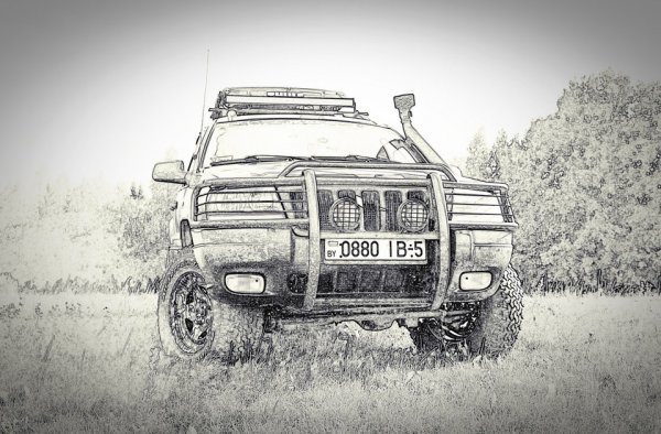 Джип черно белый