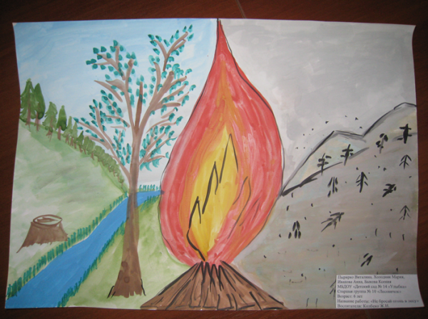 Рисунок на тему осторожно огонь