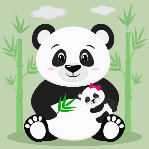 Нарисованная сидячая Пандочка