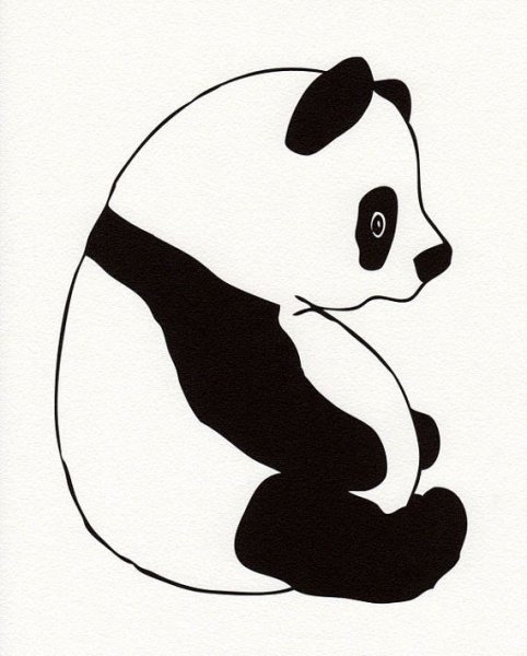 Панда сбоку контур