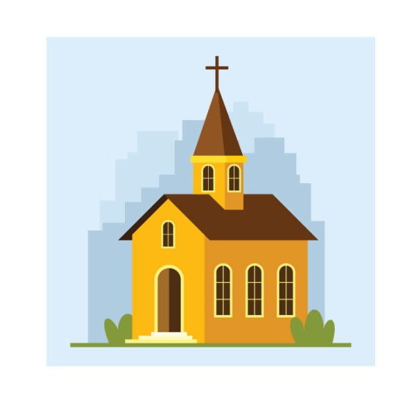 Церковь в мультяшном стиле