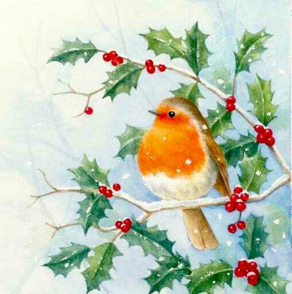 Новогодние птички для декупажа