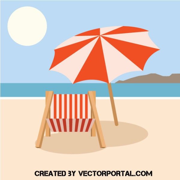 Лежак зонт вектор