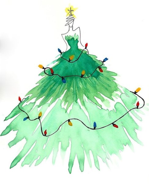 Необычное рисование елочки