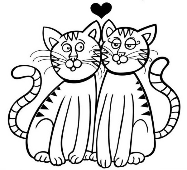 Два котенка раскраска