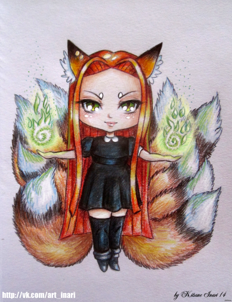 Нарисованная девушка лиса