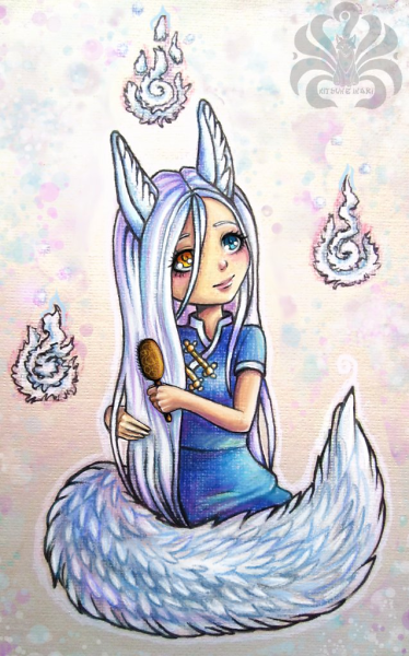 Милые Кицунэ для срисовки