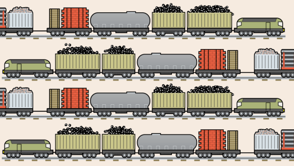 Грузовой поезд вектор сбоку