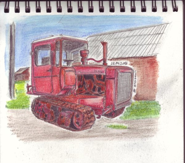 Трактор гусеничный ДТ-75 раскраска