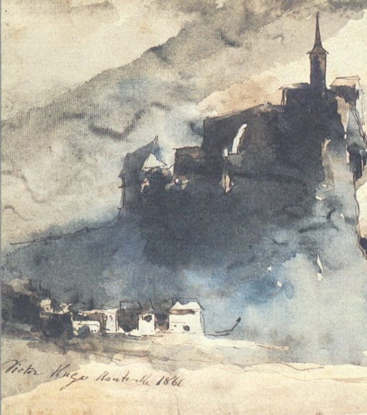 Виктор Гюго акварель