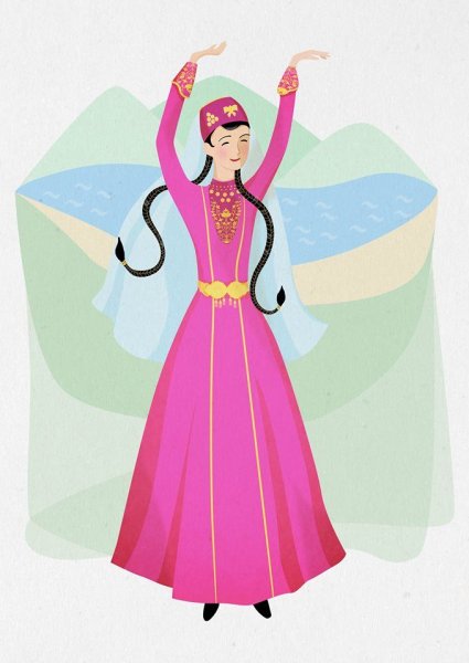 Татарская девушка в национальном костюме танцует