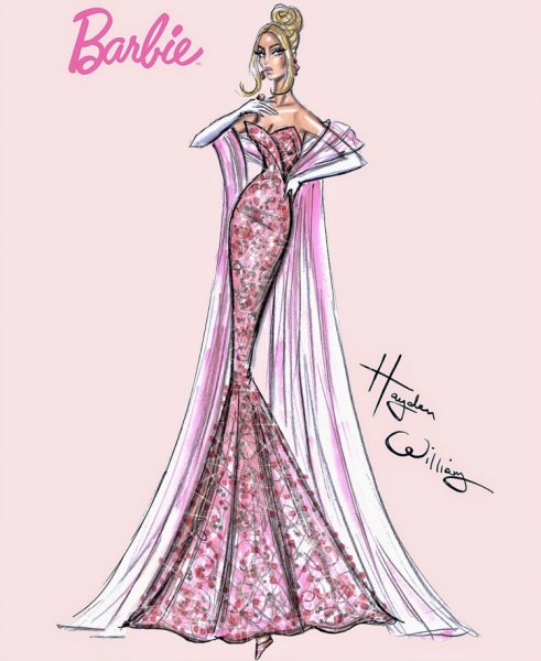 Фэшн иллюстрация вечернее платье