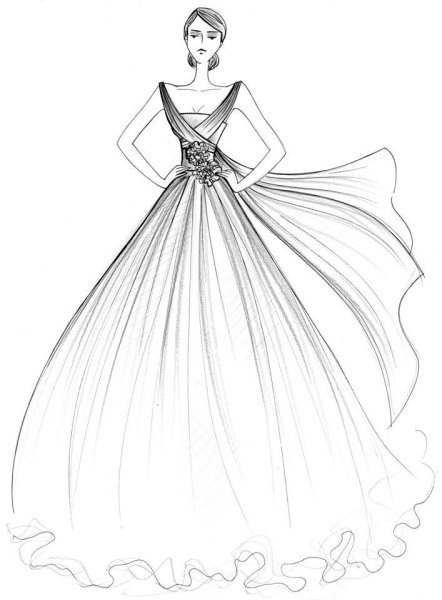 Нарисовать вечернее платье