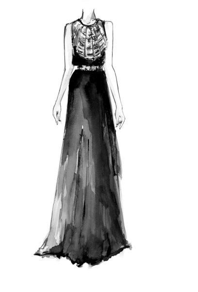 Нарисовать вечернее платье