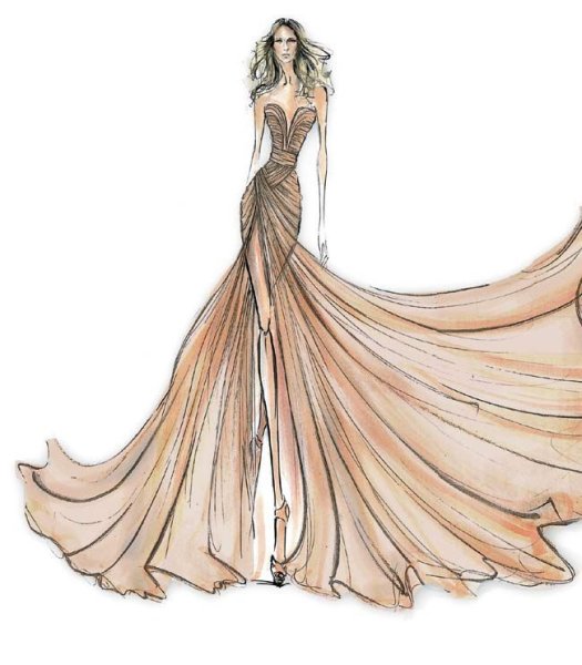 Эскиз длинного платья