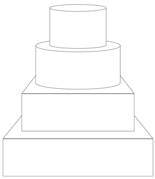 Квадратный торт карандашом