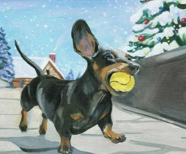 Такса новый год рисунок