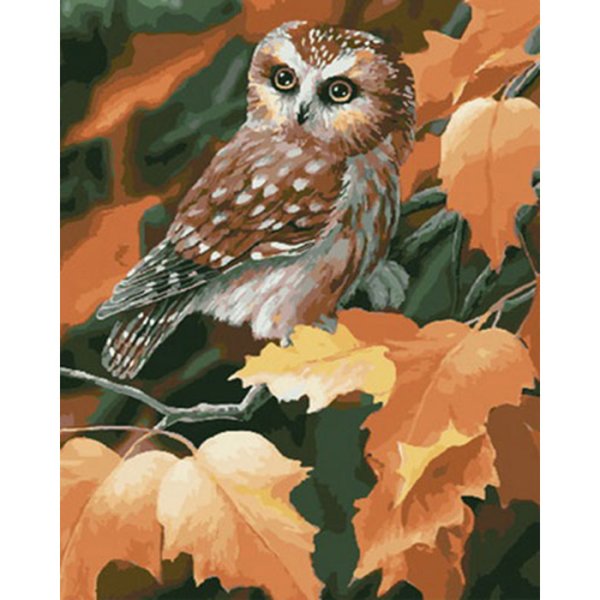 Рисование Совы в осеннем лесу