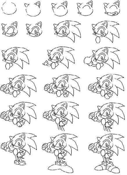 Поэтапное рисование Соника