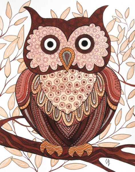 Сова стилизованная в цвете