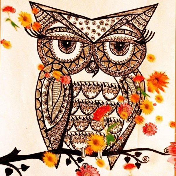 Декоративное рисование Сова
