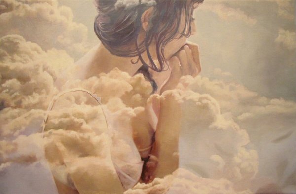 Картина девушка в облаках