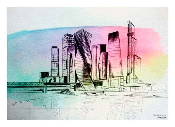 Архитектура современного города рисунок