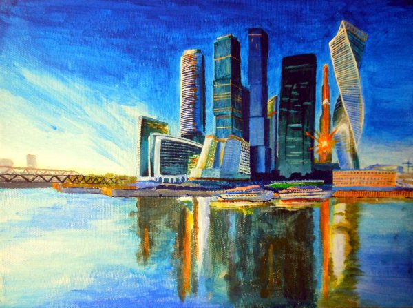 Скетч небоскреб Москва Сити