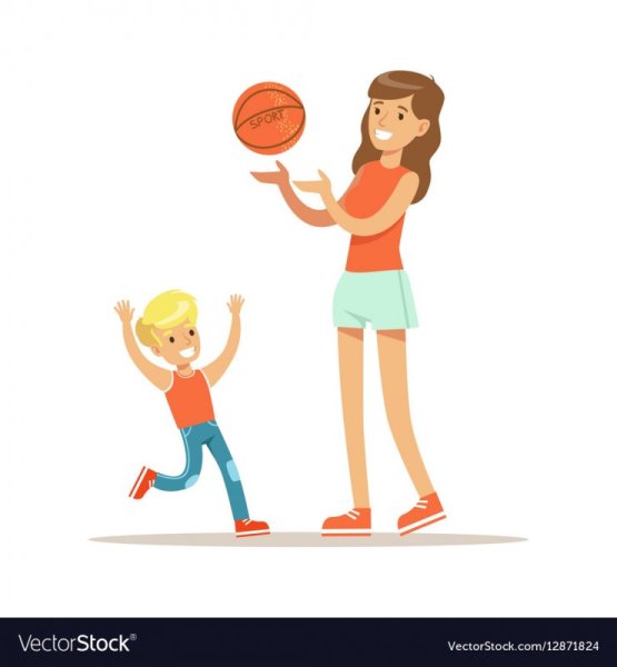 Ребенок играет с мамой в мяч