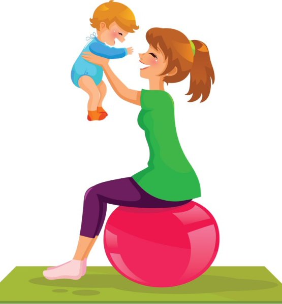 Мама и ребенок спорт иллюстрация