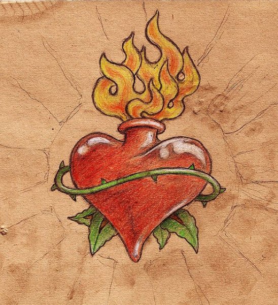 Татуировка пламя на сердце