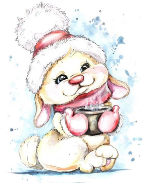 Новогодний кролик рисунок