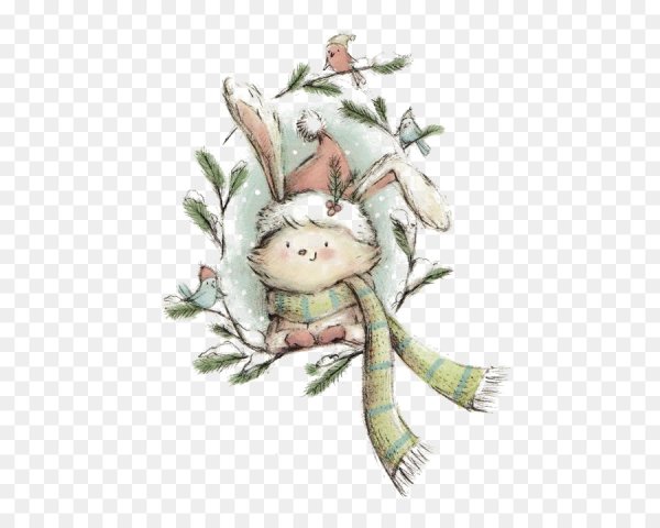 Новогодние иллюстрации кролики милые
