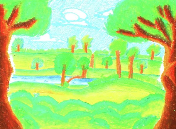 Рисунок природы красками для детей