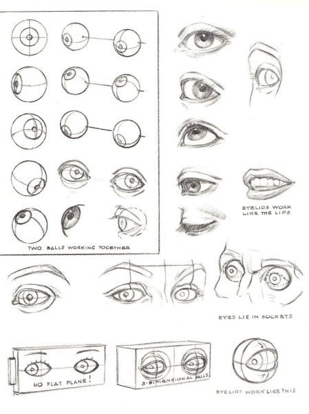 Рисование глаз в разных ракурсах