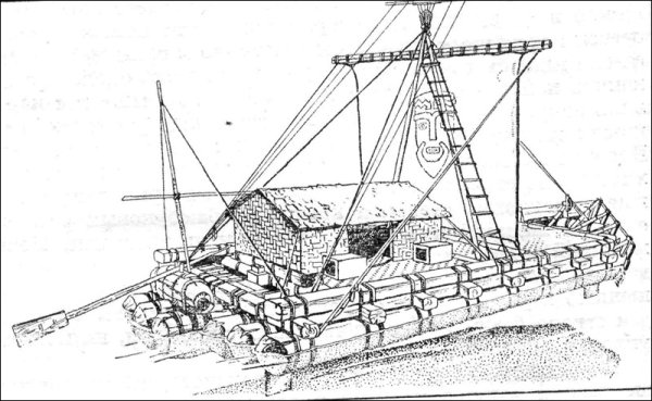 Тур Хейердал кон Тики: чертёж плота