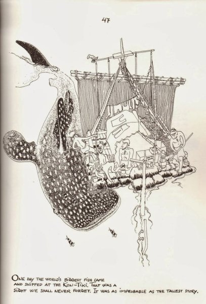 Плот с парусом в графике