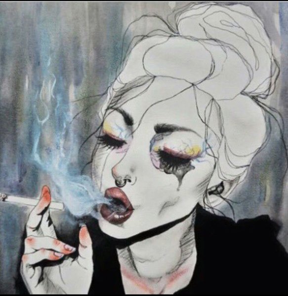 Девушка с сигаретой арт